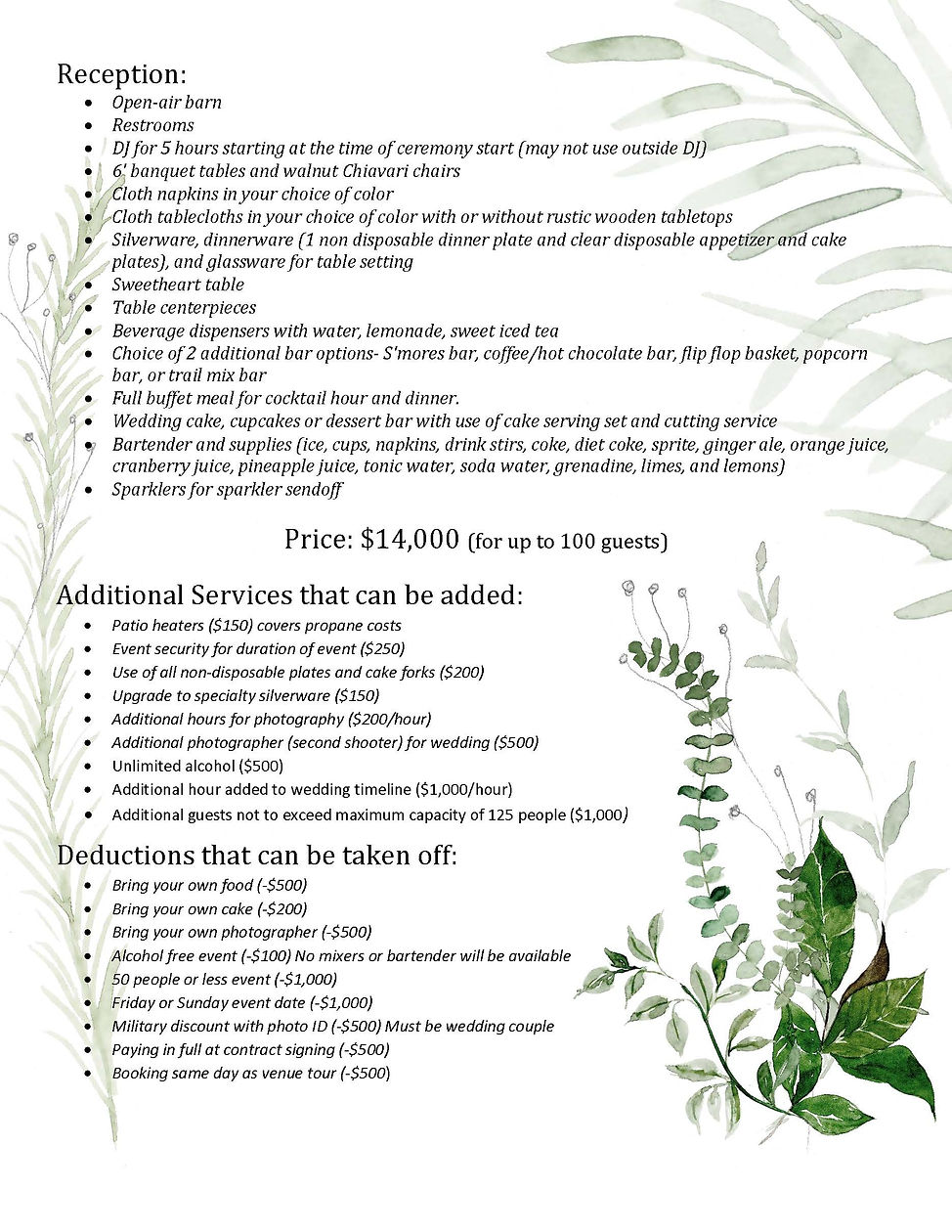 All Inclusive Package The Wedding Retreat